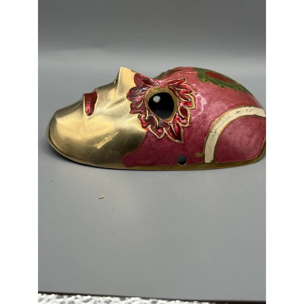 Vintage‎ Solid Brass Hand Painted Mask.